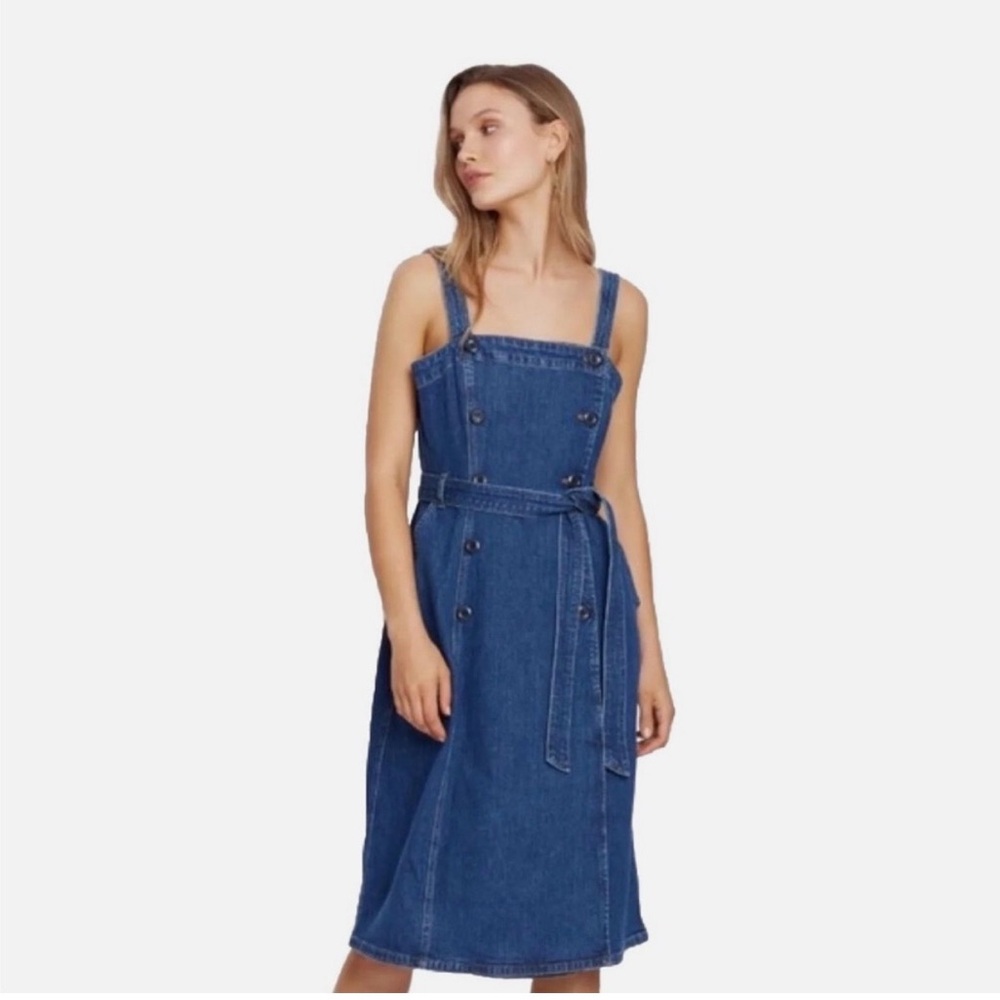 J. Crew Blue Denim Jumper Dress size 4 - Picture 2 of 8